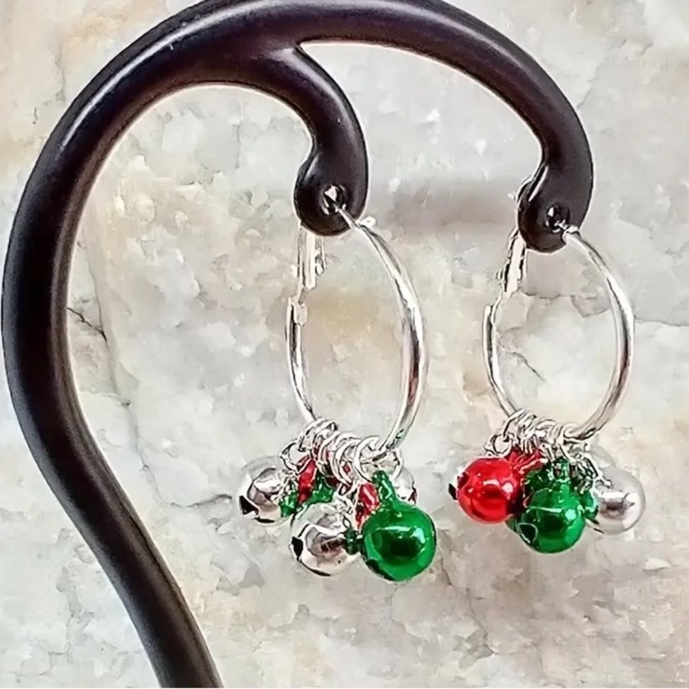 NWT CHRISTMAS BELL HOOP EARRINGS - Picture 1 of 4